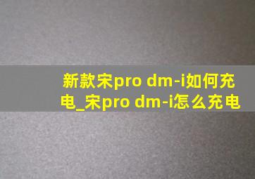新款宋pro dm-i如何充电_宋pro dm-i怎么充电
